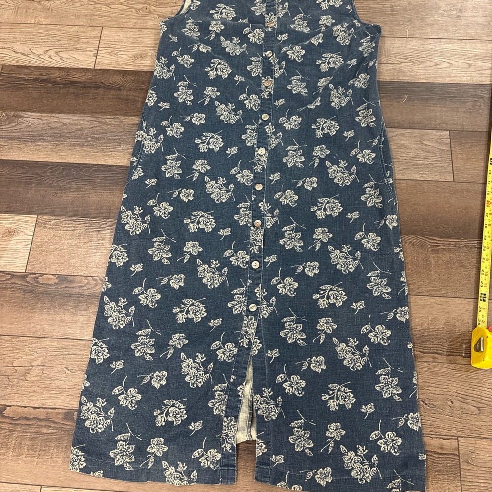 Vintage Y2K LL Bean Midi Sleeveless Floral Button-Up Dress -Medium